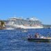 Cruise ship in Oslo harbour beside Akershus Fortress