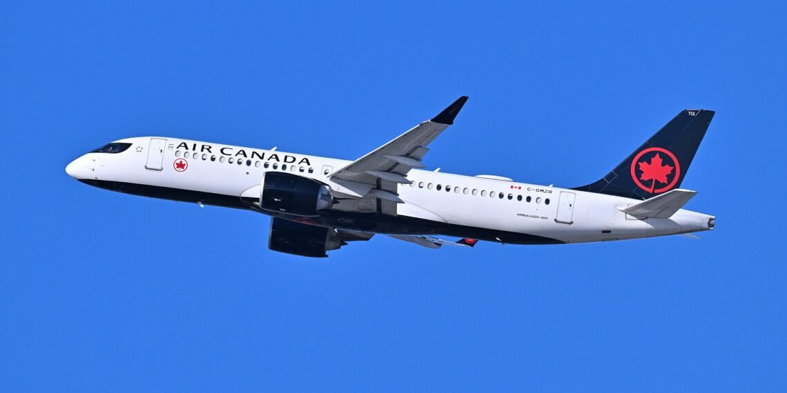 Air Canada Airbus A220-300 in flight