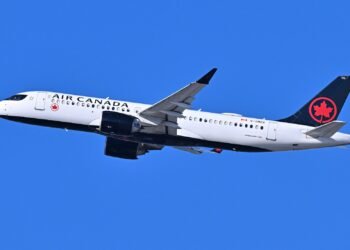 Air Canada Airbus A220-300 in flight