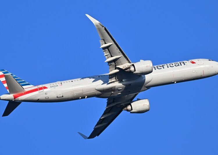 American Airlines Airbus A321neo departing Boston
