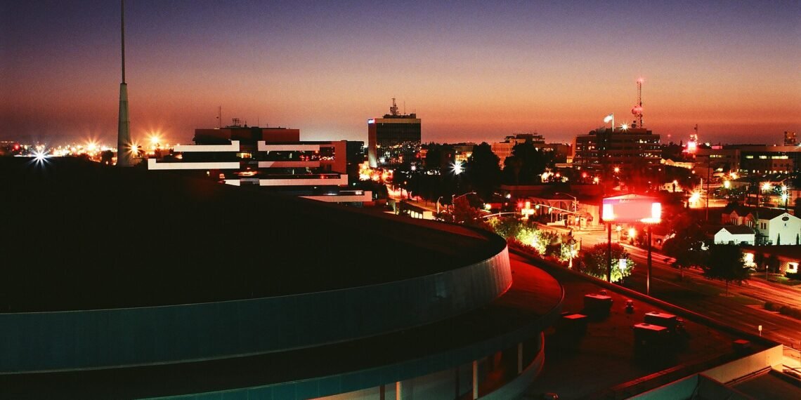 Bakersfield, California skyline at night