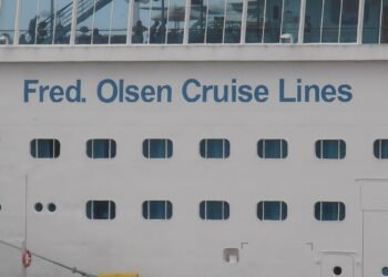 Fred. Olsen Cruise Lines lettering on the hull of Balmoral
