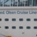 Fred. Olsen Cruise Lines lettering on the hull of Balmoral