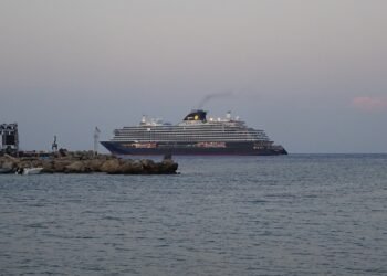Explora I cruise ship leaving Rhodes