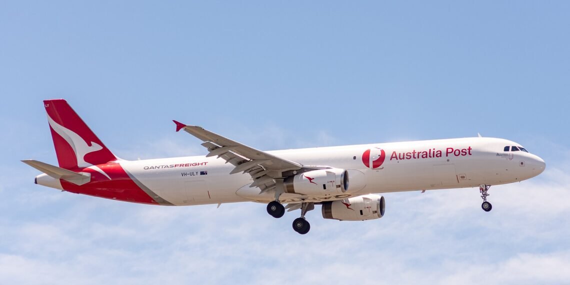 Express Freighters Australia Airbus A321P2F freighter in Qantas Freight colors at Melbourne