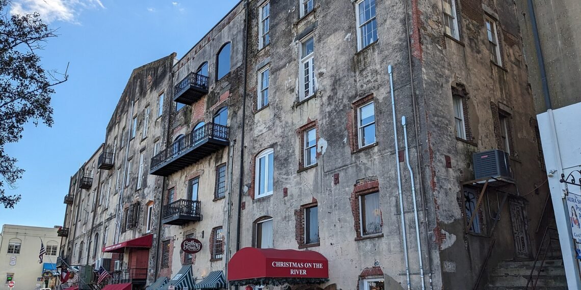 Historic warehouses on River Street, Savannah, Georgia