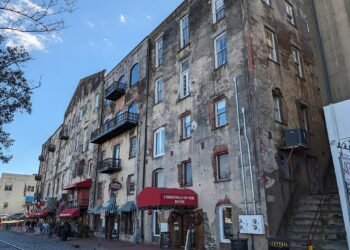 Historic warehouses on River Street, Savannah, Georgia