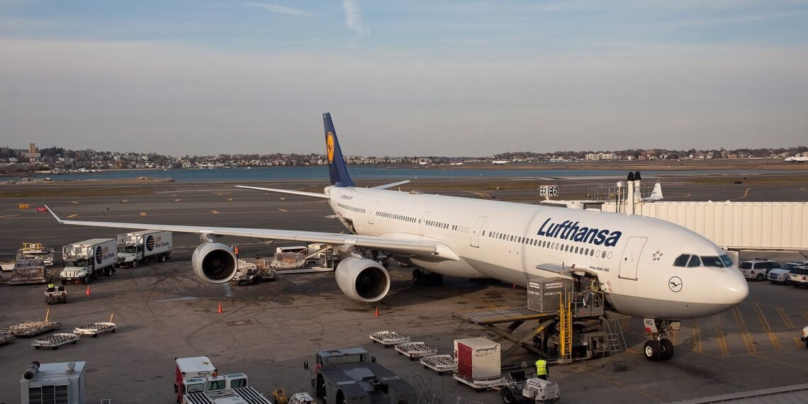 Lufthansa Airbus A340-600 at Boston Logan International Airport