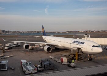 Lufthansa Airbus A340-600 at Boston Logan International Airport