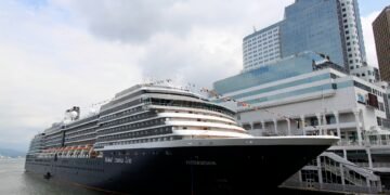 Holland America's Zuiderdam moored at the Canada Place cruise terminal in Vancouver