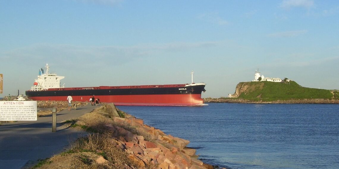 Newcastle - Bulk carrier passing Nobbys