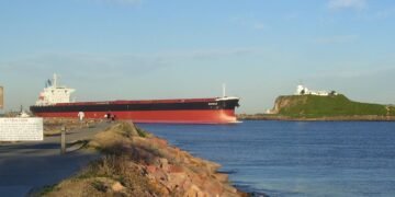 Newcastle - Bulk carrier passing Nobbys