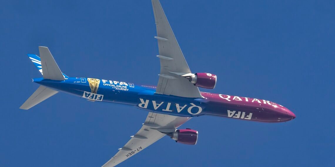 Qatar Airways Boeing 777-300ER in flight