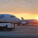Ryanair aircraft at sunrise, Berlin Brandenburg Airport