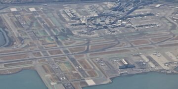 Aerial view of San Francisco International Airport