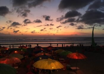 Seminyak Beach at sunset, Bali