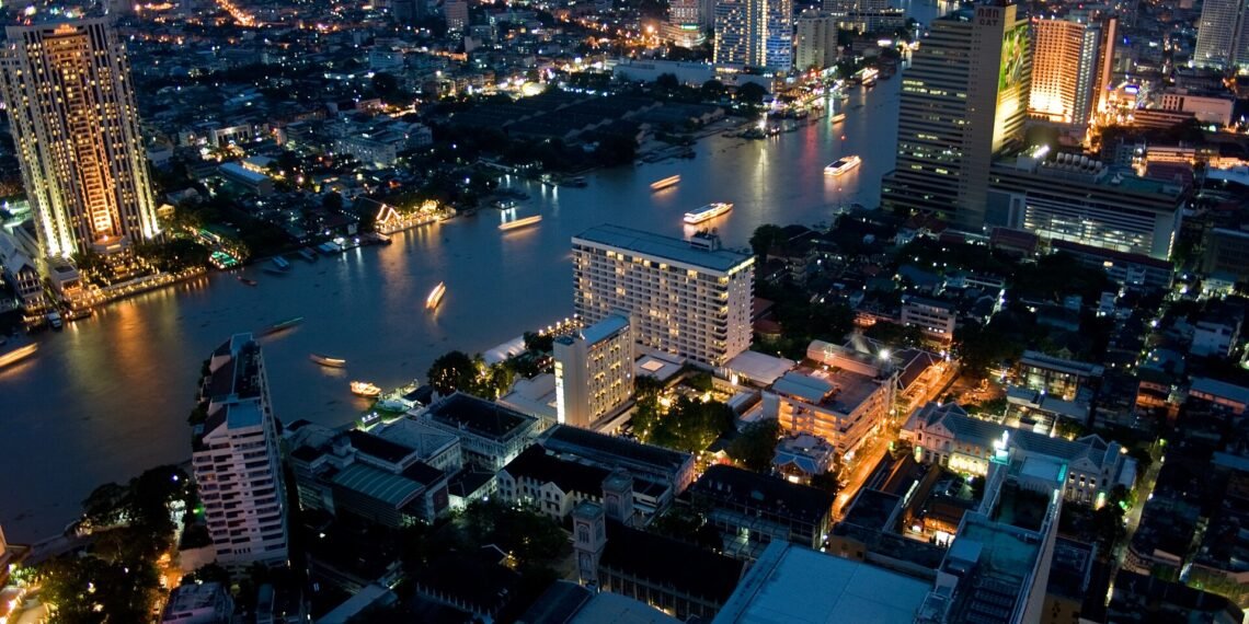 Bangkok skyline in the evening