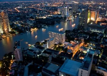 Bangkok skyline in the evening