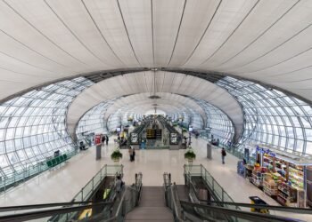 Inside the terminal at Bangkok Suvarnabhumi Airport