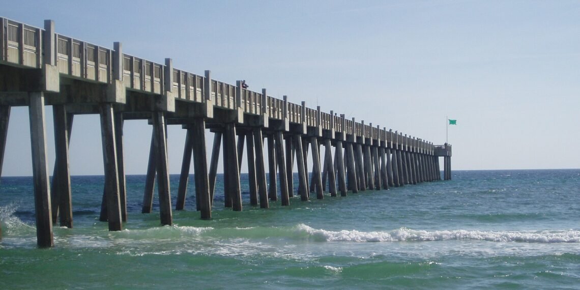 The beach at Gulf Pier in Pensacola Beach, Florida