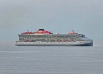 Virgin Voyages' Brilliant Lady cruise ship at sea