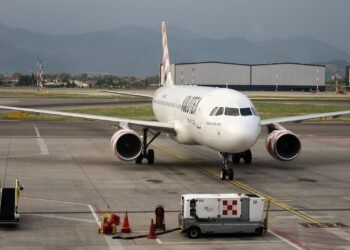 Volotea Airbus A320 on the ground at Milan Bergamo
