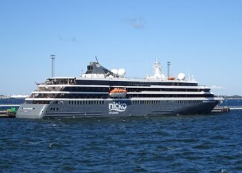 Expedition cruise ship World Voyager moored in Tallinn, Estonia