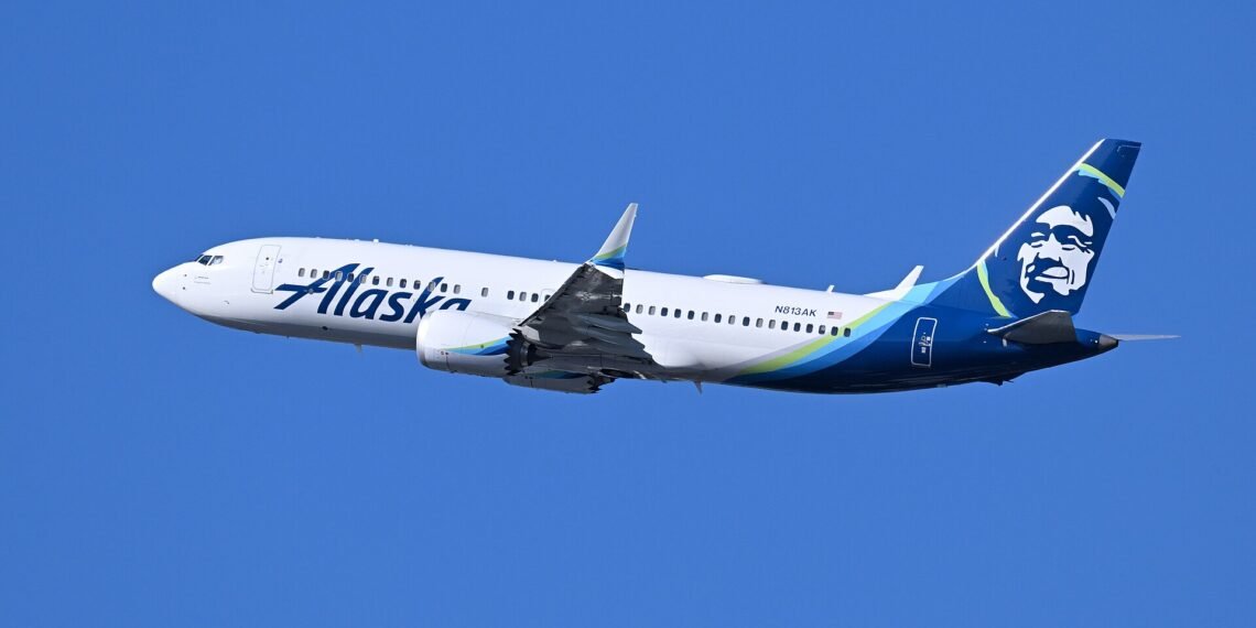 Alaska Airlines Boeing 737-8 MAX N813AK departing Boston July 2026