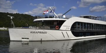 AmaWaterways river cruise ship AmaPrima on the Danube at Vilshofen