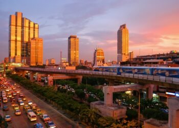 Bangkok skytrain sunset