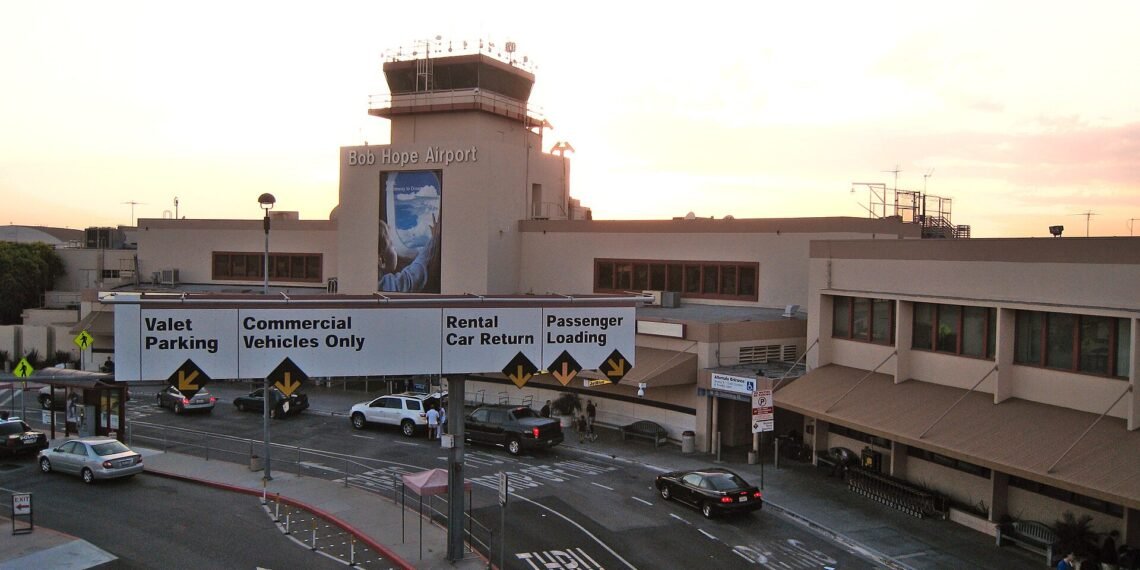 Terminal building at Hollywood Burbank Airport in Burbank, California, photographed in 2008