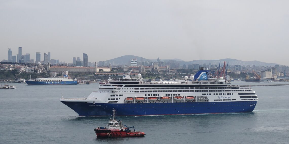 Cruise ship Celestyal Journey entering Istanbul through the Bosphorus from the south, March 2024 05