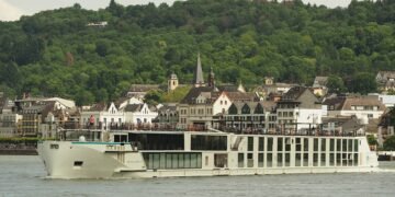 River cruise ship Crystal Debussy on the Rhine near Boppard, Germany