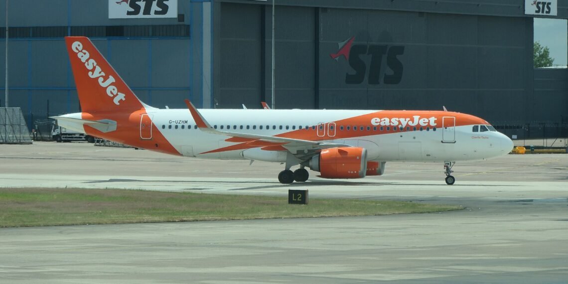 easyJet Airbus A320neo G-UZHM in easyJet livery at Manchester Airport