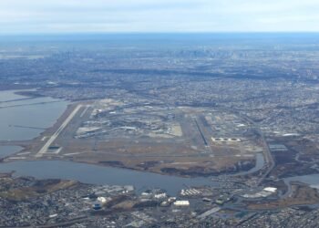 Aerial view of John F. Kennedy International Airport, New York
