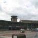 Terminal building and control tower at Leeds Bradford Airport, England