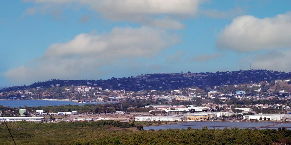 Skyline of Montego Bay, Jamaica, seen across the bay
