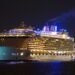 Royal Caribbean cruise ship Oasis of the Seas in Rotterdam at night