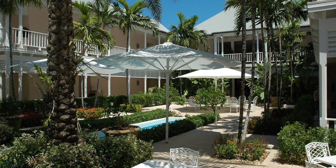 Courtyard of The Ocean Club resort on Paradise Island, The Bahamas