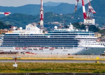 Oceania Cruises' Allura at the Sestri Ponente shipyard, Genoa, Italy