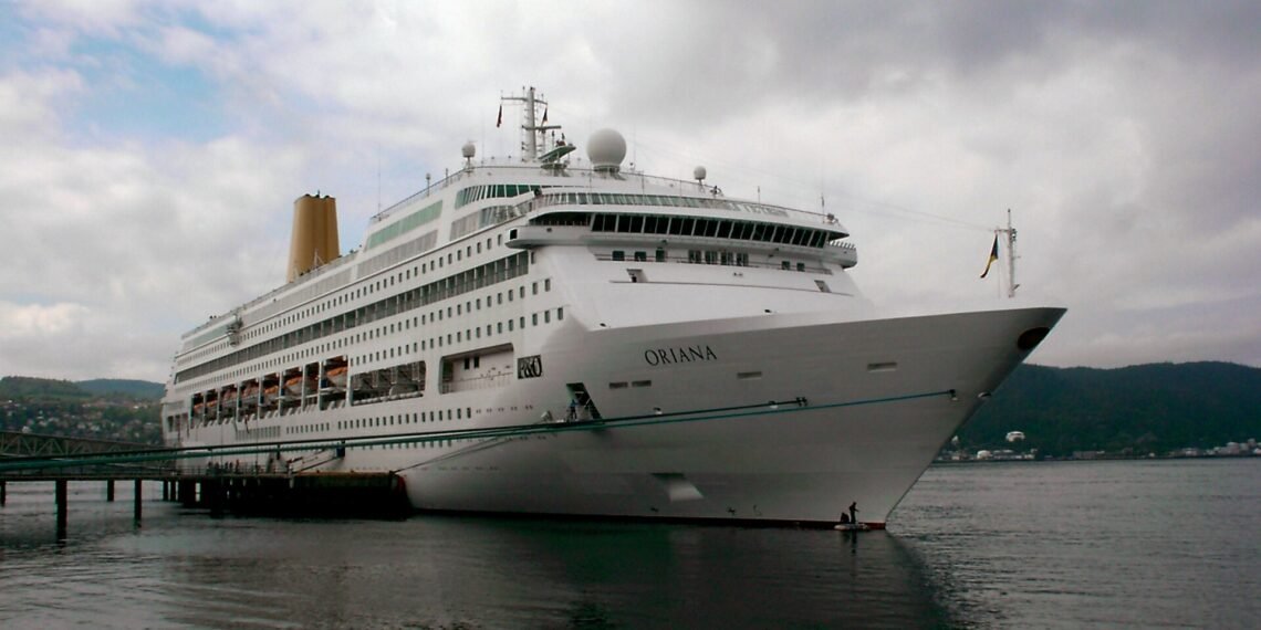 The cruise ship Oriana, now Corazul Cruceros' Buenavista, docked in Trondheim, Norway