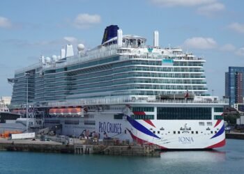 P&O Cruises' Iona moored at the Port of Southampton