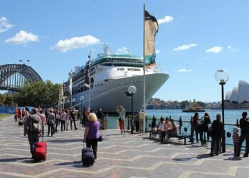 Royal Caribbean's Rhapsody of the Seas docked in Sydney Harbour