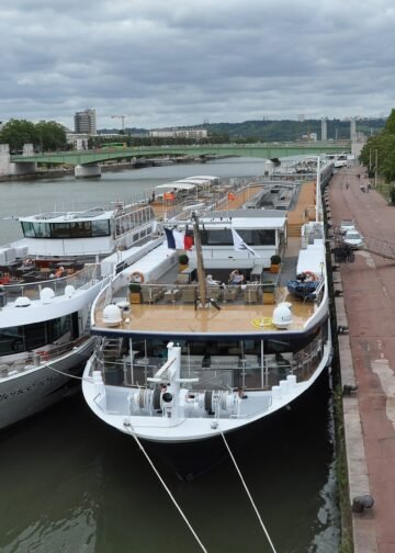 River cruise ships moored on the Seine in Rouen