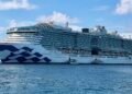 Princess Cruises ship Star Princess anchored off Princess Cays, Bahamas