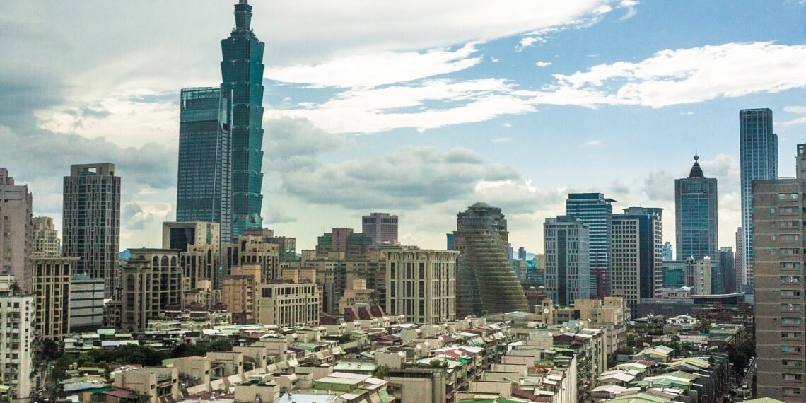 Skyline of Xinyi District, Taipei, Taiwan, with Taipei 101