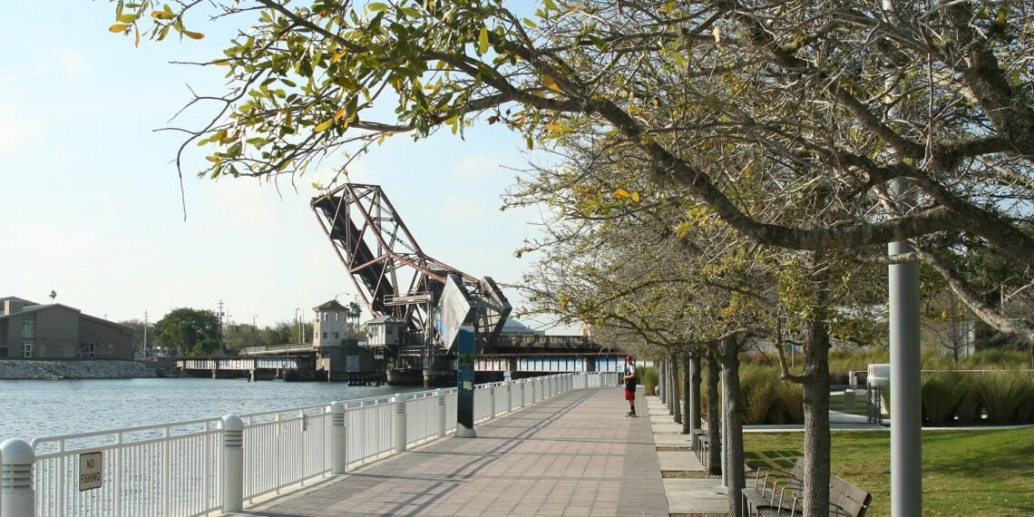 The Tampa Riverwalk along the Hillsborough River in downtown Tampa, Florida