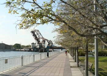 The Tampa Riverwalk along the Hillsborough River in downtown Tampa, Florida